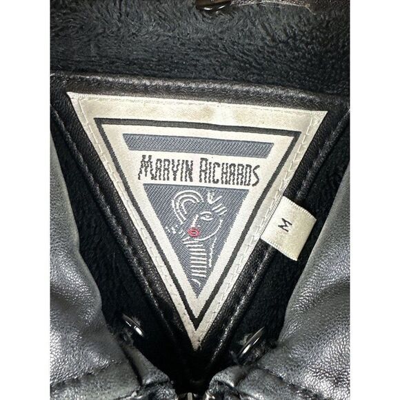 Marvin Richards Leather Jacket Coat Full Zip Black Vintage Women’s Medium J Perc - Picture 4 of 9